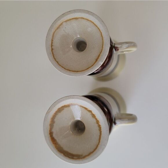 Vintage Otagiri Irish Coffee Mugs Pedestal Blue Beige Set of 2 1049 A - Picture 8 of 12